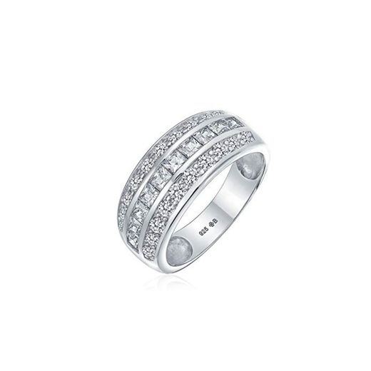 Art Deco AAA Cubic Zirconia Half Eternity Channel Set Princess Cut CZ