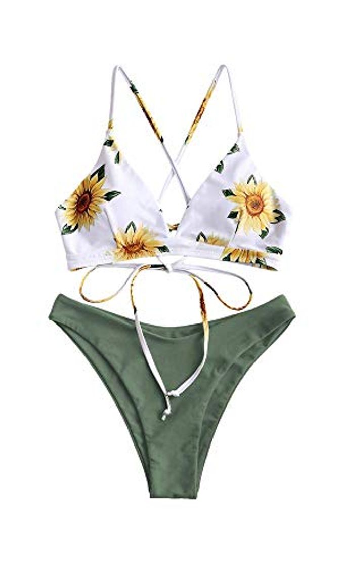 Fashion ZAFUL Conjunto de Bikini con Relleno Push Up Triangular Busto Ajustable con