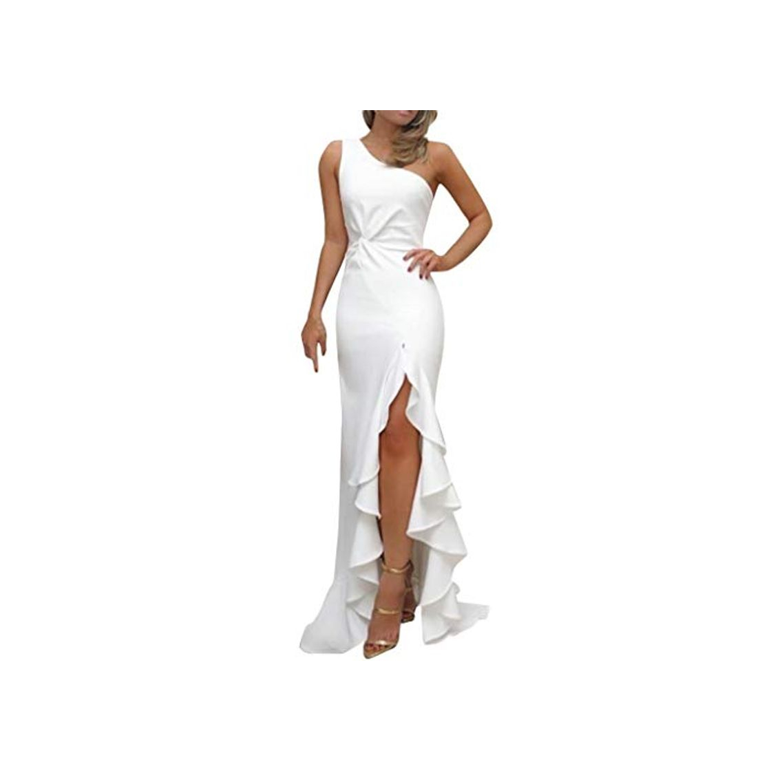 Social SHOBDW Vestidos Mujer Día De San Valentín Presente SóLido Un Hombro Vestido