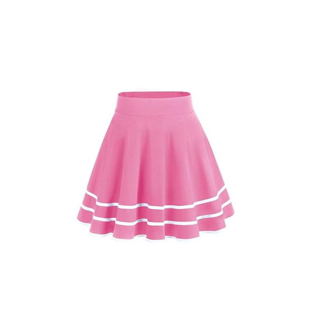 Social DRESSTELLS Falda Mujer Mini Corto Elástica Plisada Básica Multifuncional Coral