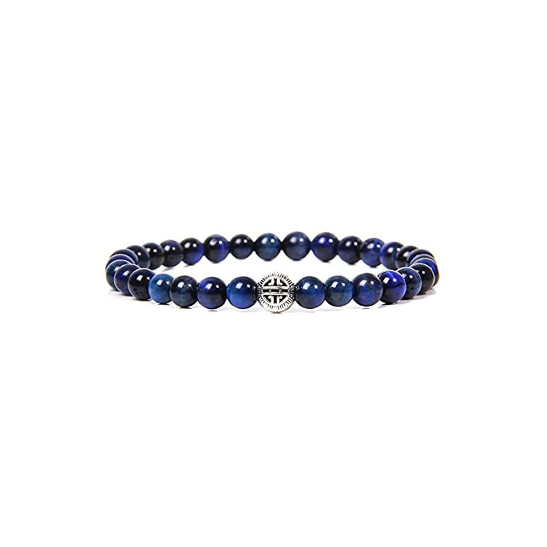 Social KAUG Unisexo Mujeres Plata Color Feng Shui Lucky Charm Bracelet 6mm Natural