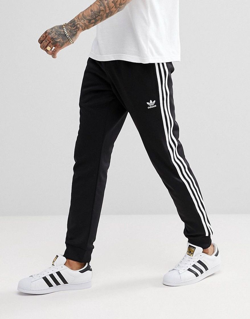 Fashion adidas Originals Superstar Skinny sweatpants cuffed in black 