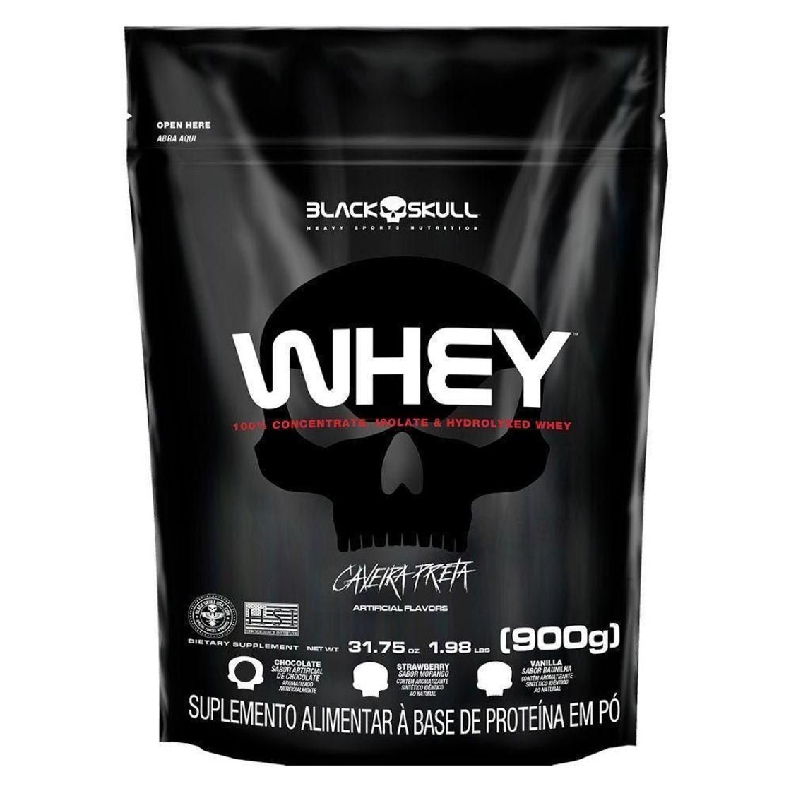 Social 100% Whey Hd Morango 900G Refil - Black Skull
