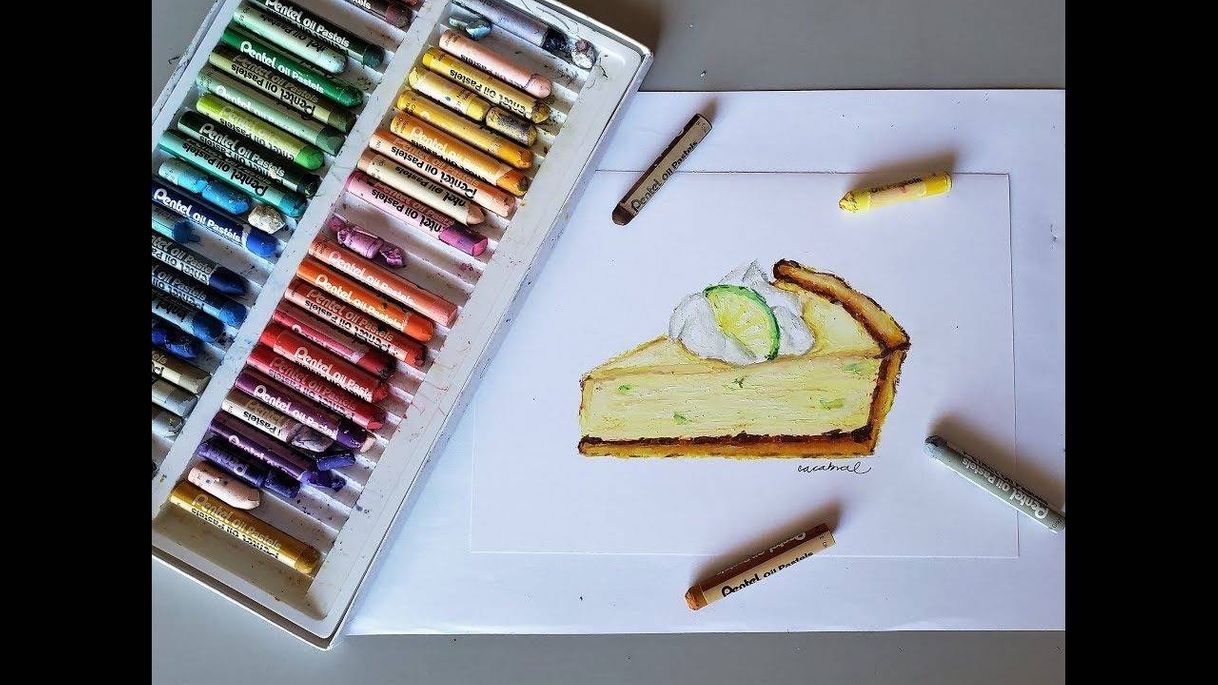 Moda Desenhando Torta de limão com Giz pastel oleoso