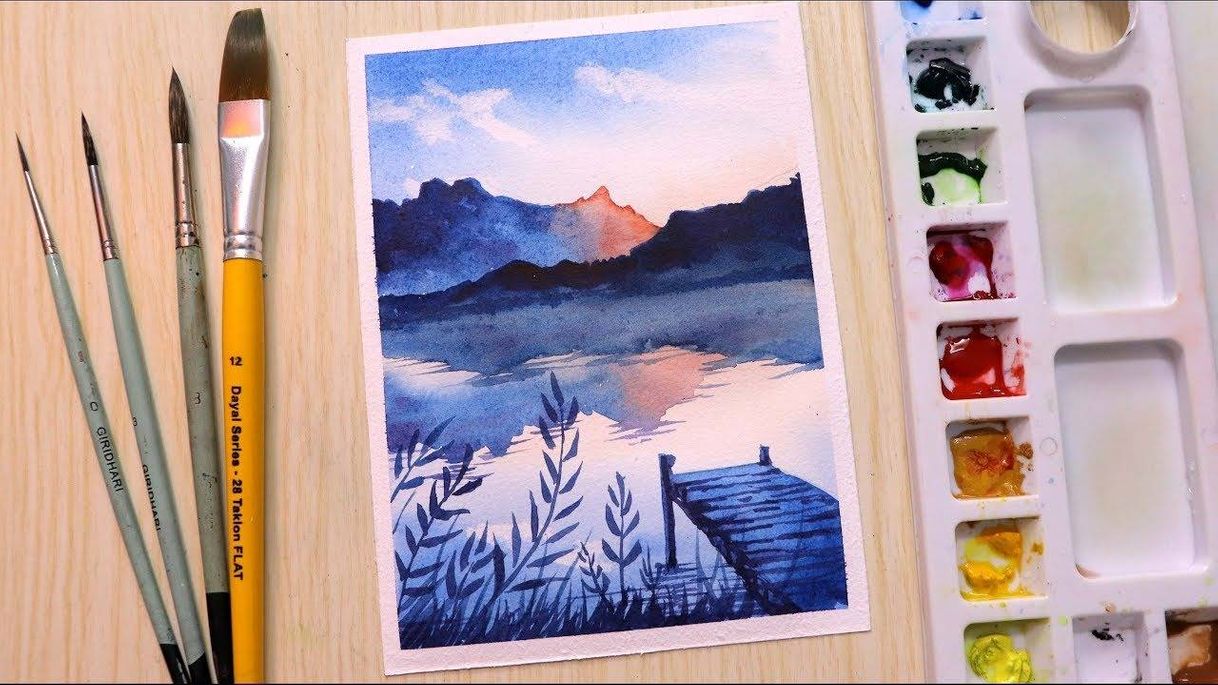 Fashion Watercolor painting for beginners mountains landscape easy