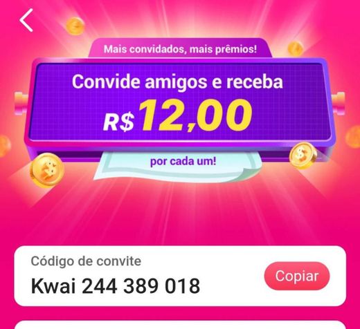Kwai copie o código  e ganhar 12 reais Kwai244389018