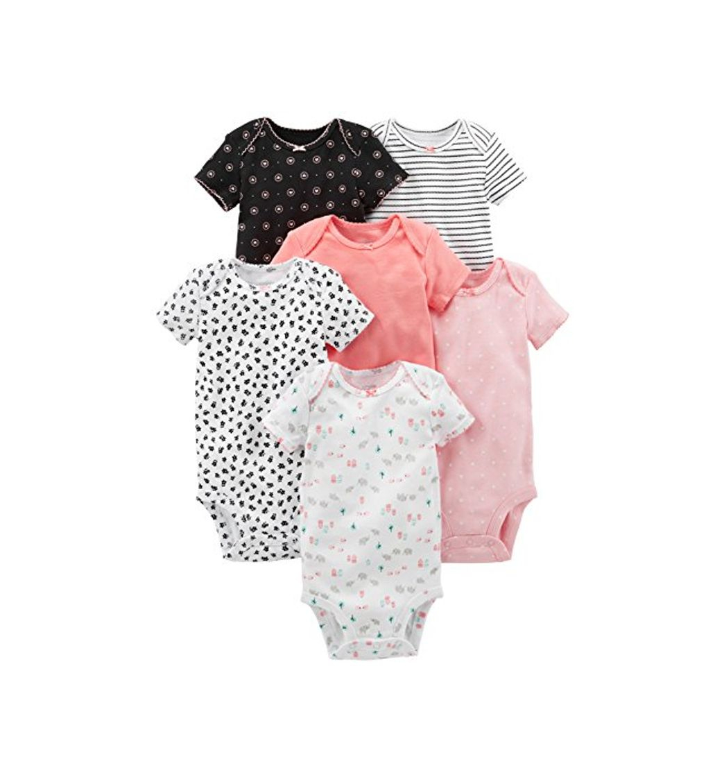 Social Simple Joys by Carter's Infant-and-Toddler-Bodysuits, Negro, Rosado, Blanco,