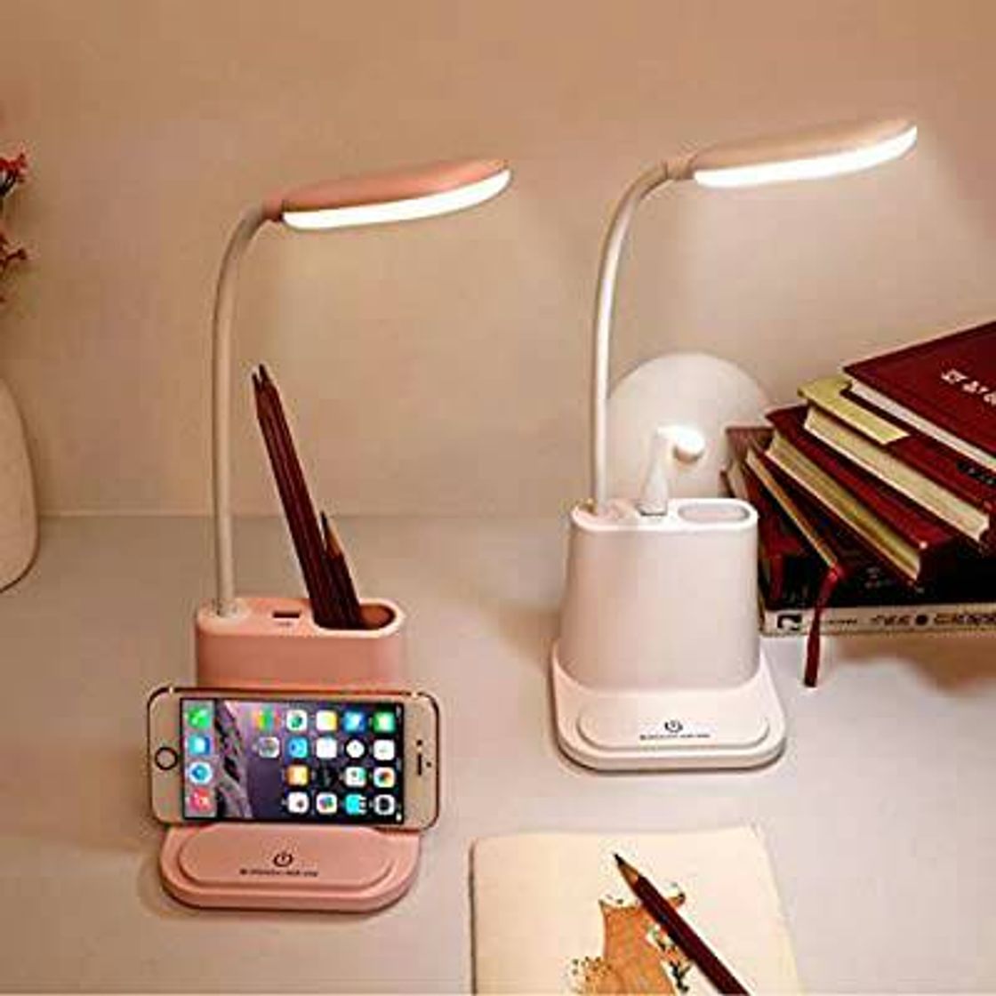 Fashion Luminária LED Carregador Celular USB Com Porta Lápis (rosa

