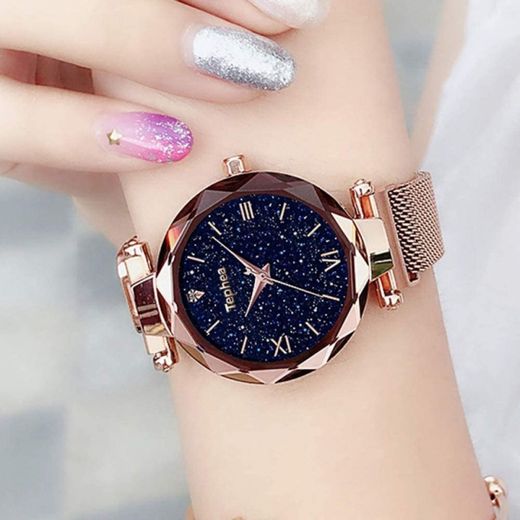 QFERW Reloj de Las señorasRelojes de Mujer Magnético Starry Sky Reloj Femenino