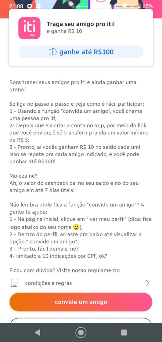 App iti Itaú: conta digital