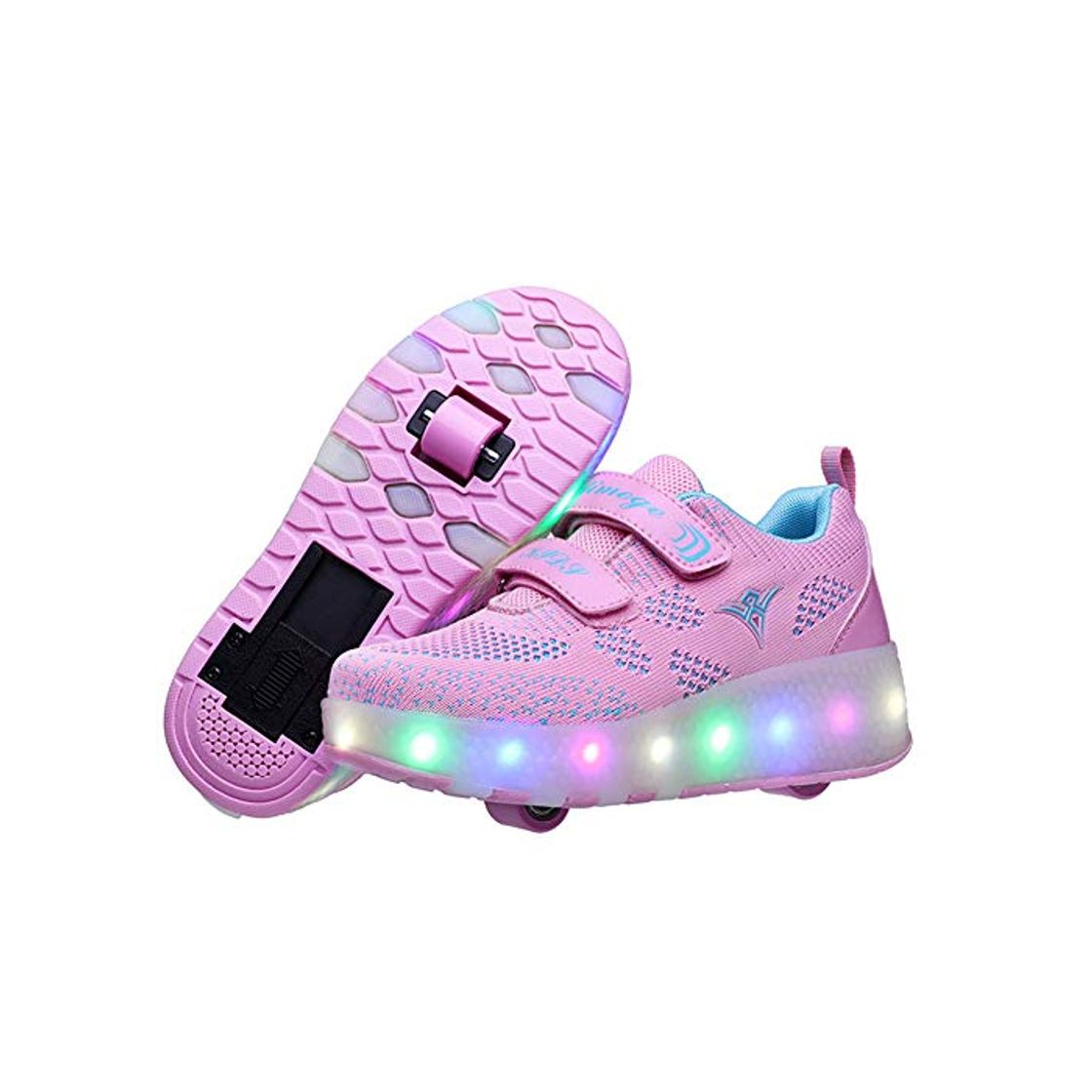 Fashion Zapatos con Ruedas Zapatillas con Dos Ruedas para niños y niña Led Luces Zapatillas con Ruedas Se Puede Bambas con Ruedas Carga con USB Automática Calzado de Skateboarding