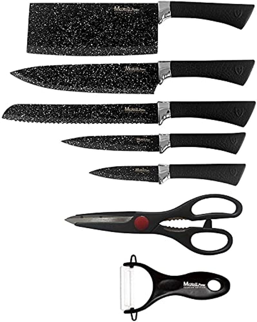 Social MAXELLPOWER Set DE 5 Cuchillos Tijeras PELADOR Copper Stone Juego ESMALTADOS Acero
