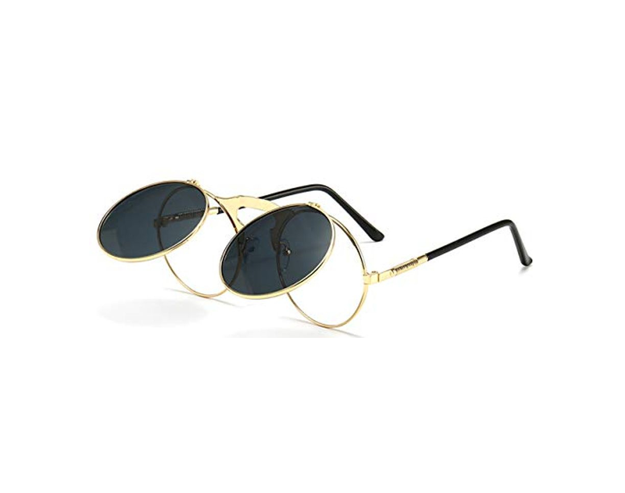 Fashion JFAN Retro Redondas Gafas de Sol Metálico Hippie Steampunk UV400 Gafas de Sol Unisex Adulto Marco de Metal