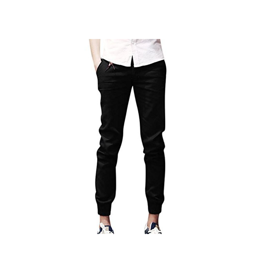 DealMux Hombre de Mediana Altura Detalle Moldeado puños elásticos para Las piernas de los Pantalones Casuales
