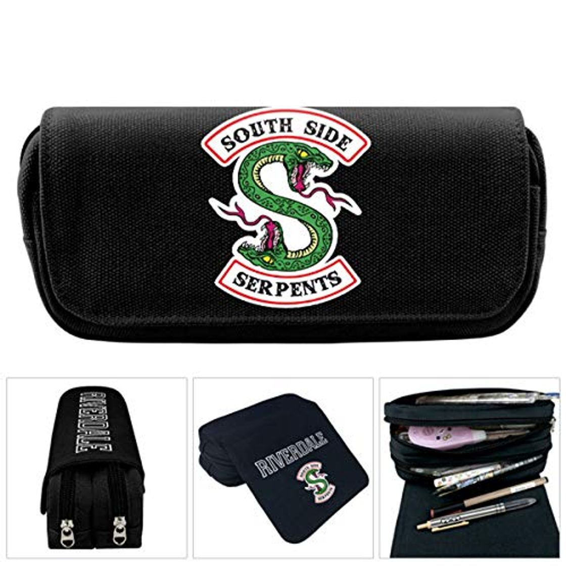 Productos ATNKE Riverdale Southside Serpents Lona Estuche Organizador con doppia cerniera Grande capacità Penna borsa per studente Oficina Universidad Scuola media superiore Estilo2