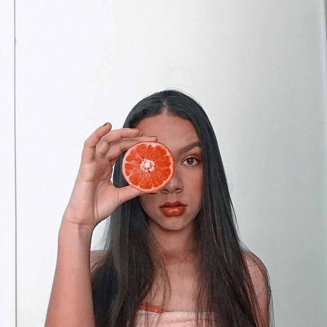 Moda foto criativa com laranja 🍊 