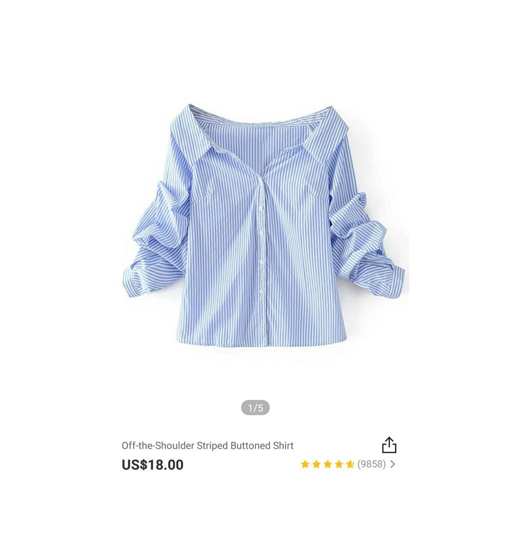 Fashion Blusa de botão azul bebê ombro off