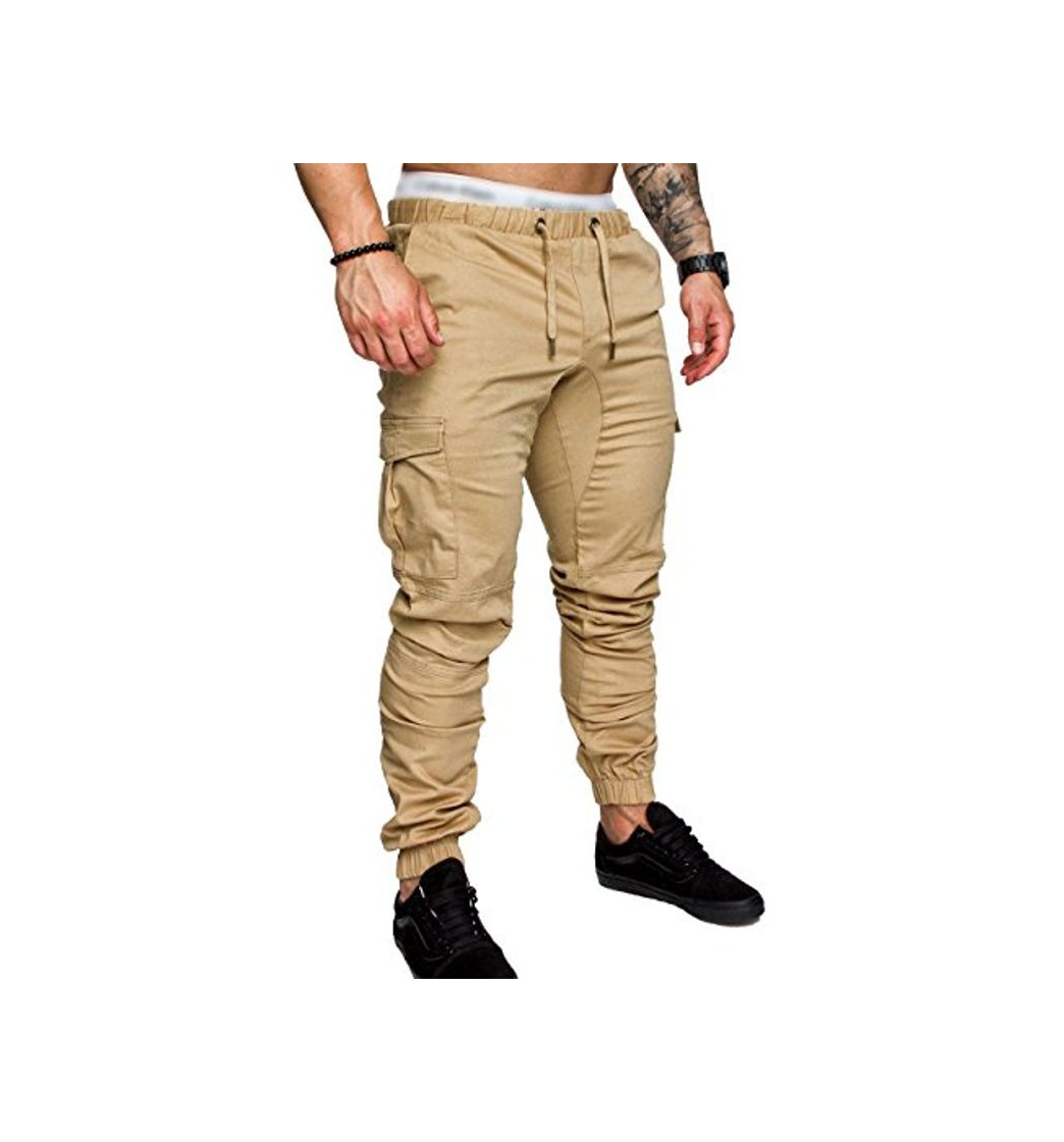 Moda SOMTHRON Hombre Cinturón de Cintura elástico Pantalones de chándal de algodón Largo