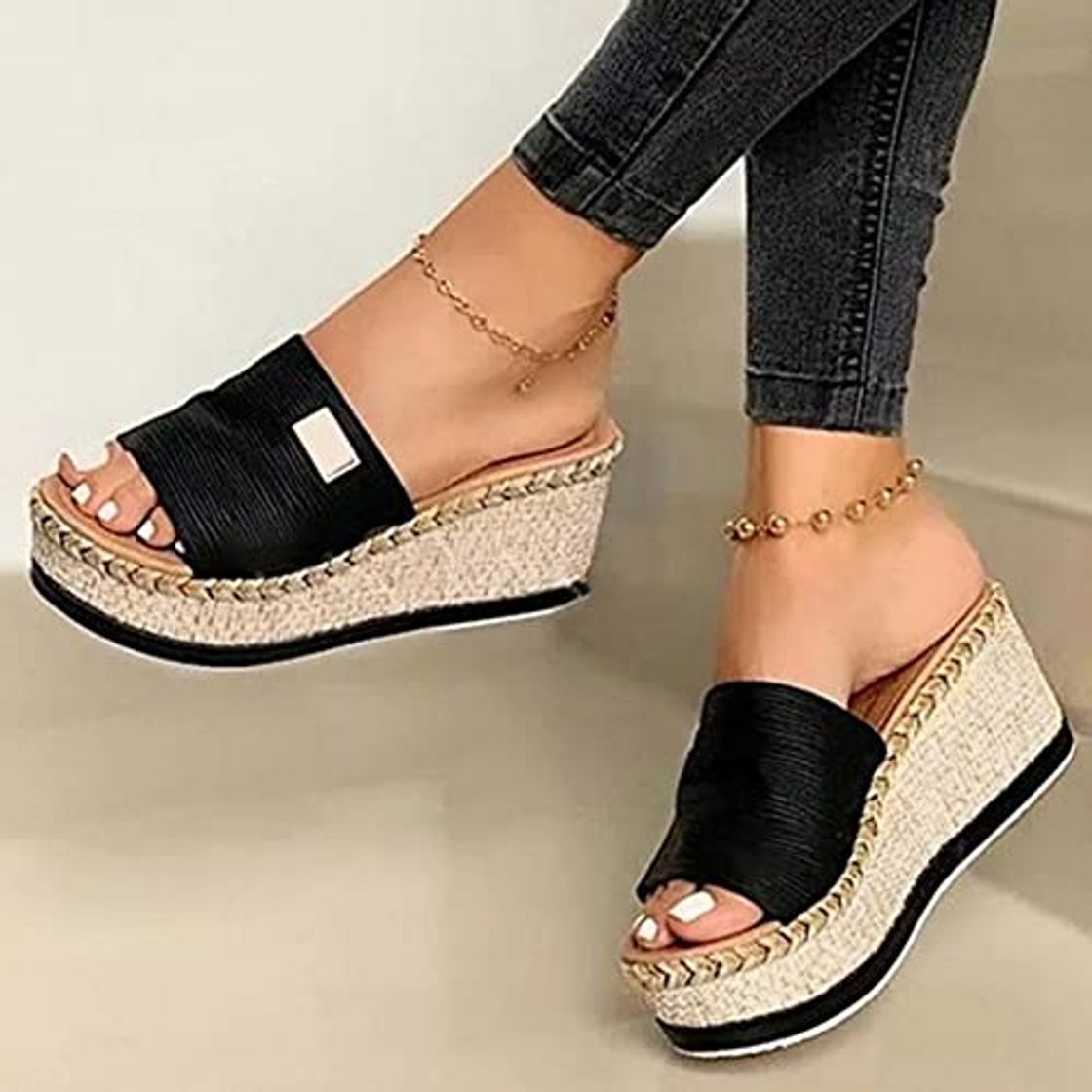 Moda DZQQ Zapatillas de cuña de Verano