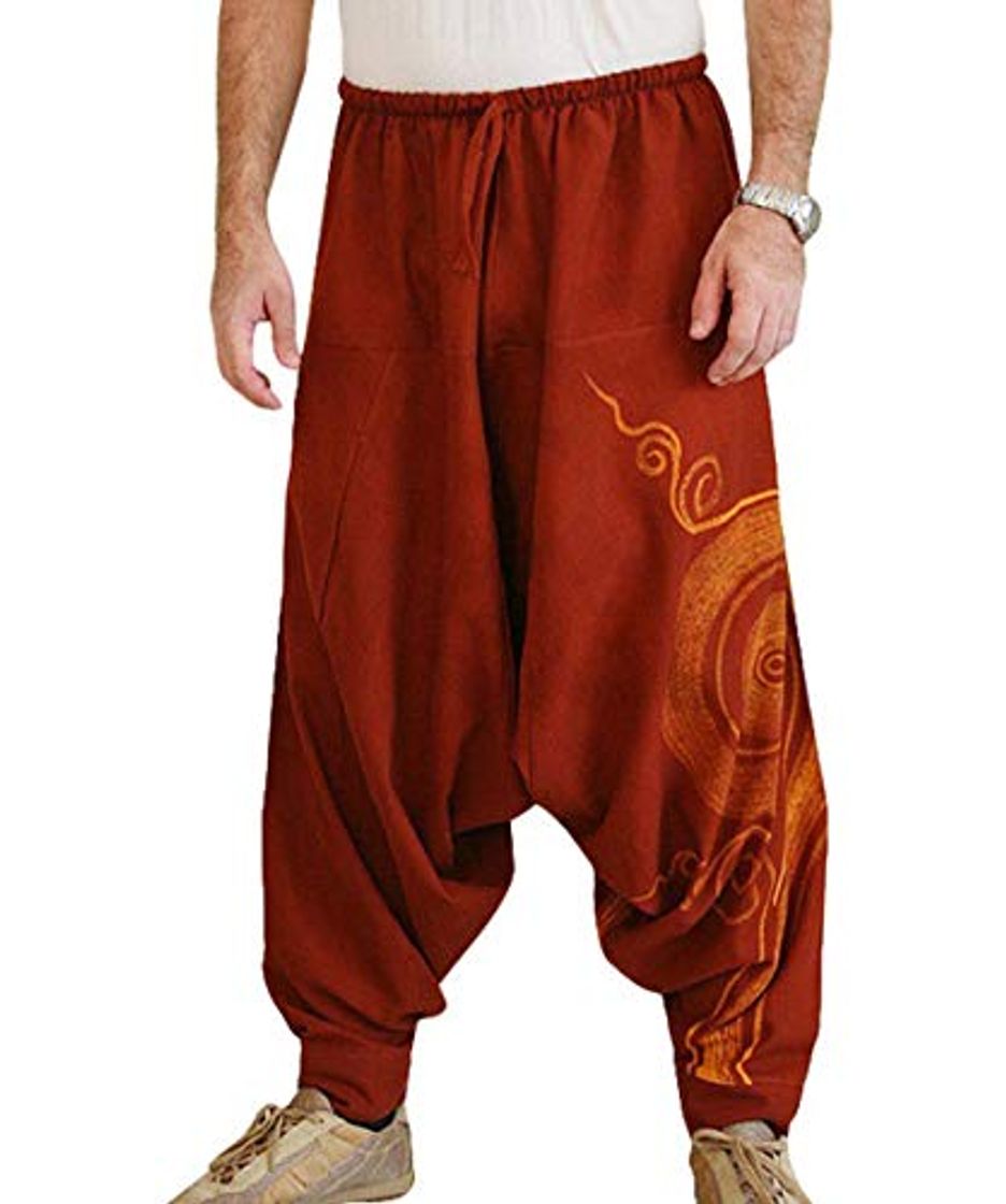 Moda Taigood Hombre Pantalones Harem Cómoda Cintura Elástica Pantalones Moda Color Sólido Casuales Yoga Hippies Pantalones Rojo Tamaño L