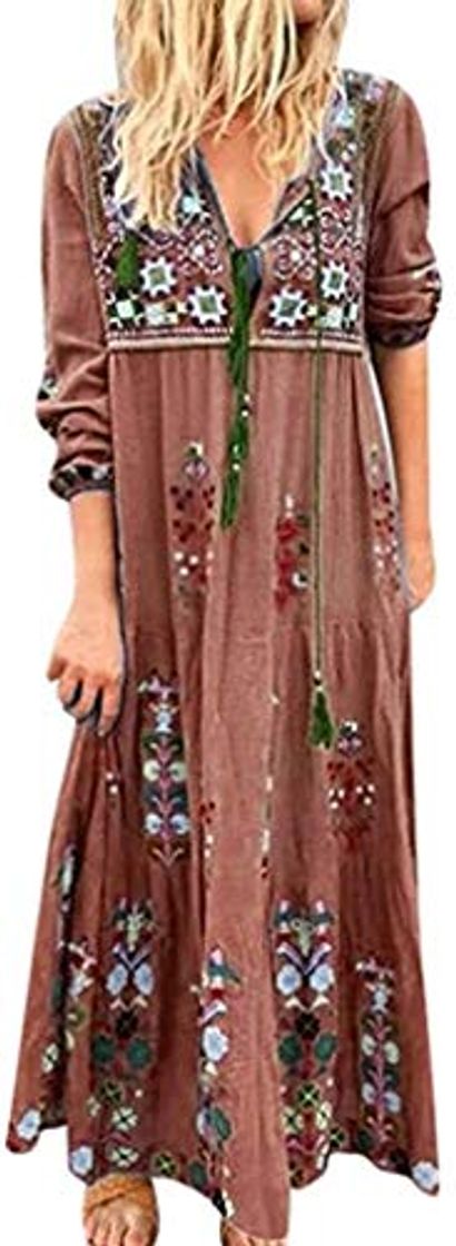 Moda Lauriney Stickereie Hippie Señoras Del Vestido De Playa Vestido La De Flores Vida de la Moda Con La Borla Cordón De Boho De La Ropa De Fiesta Tamaño Flojo Ocasional Vestido Tallas De Ropa Festiva Seño