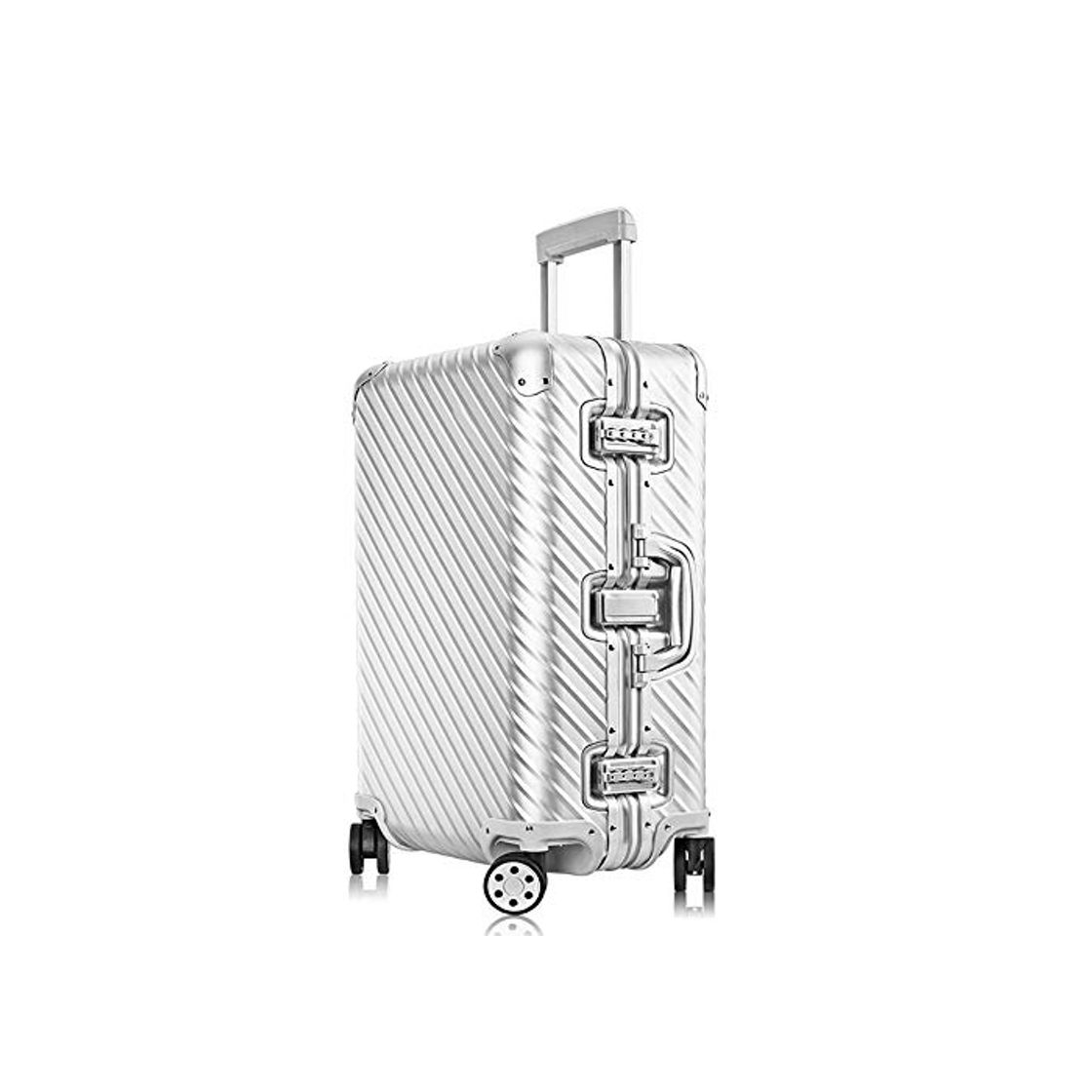 Product SFBBBO Maletas 100% aleación de Aluminio Viajes de Negocios Malas de viagem com rodinhas Lock Cabin Trolley Maleta de Mano Equipaje de 30"Plata