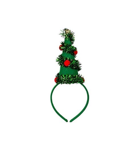 Six - Diadema con decoración de árbol de Navidad Lametta