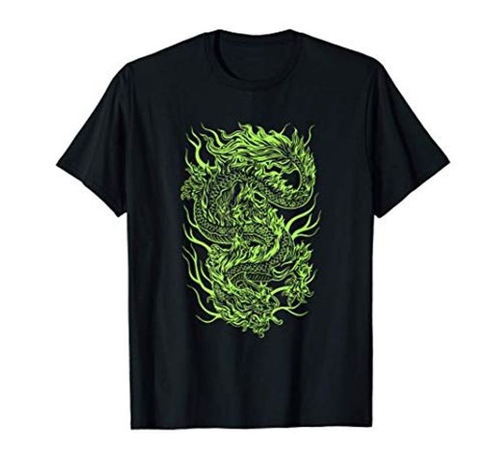 Moda Aesthetic Green Chinese Dragon Japones Grunge Egirl Donna Camiseta