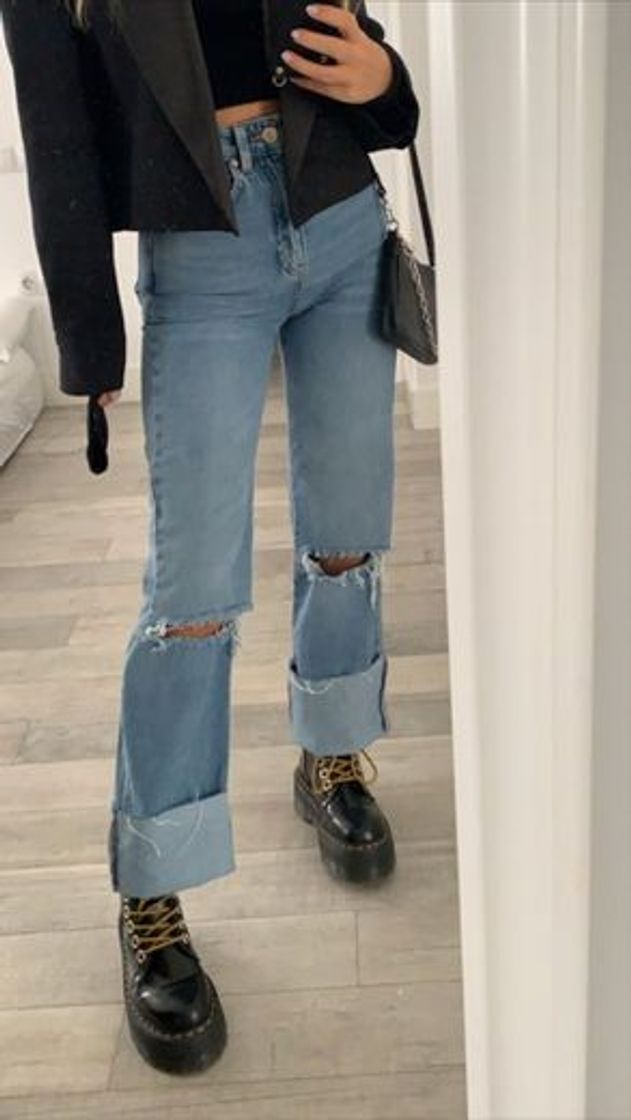 Social Jeans straight rotos - Jeans de mujer | Stradivarius España