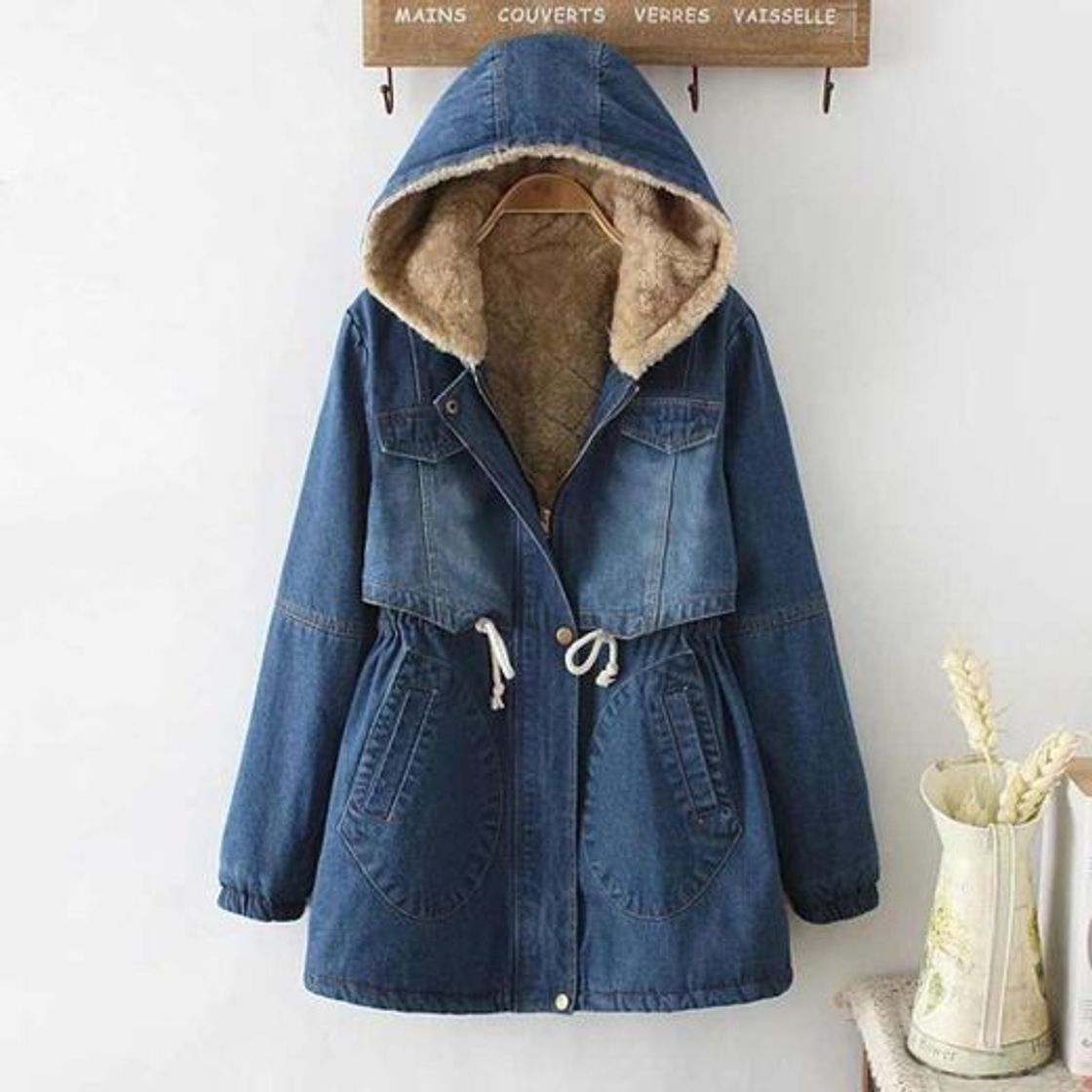 Product Parka jeans e pele sintética feminina 