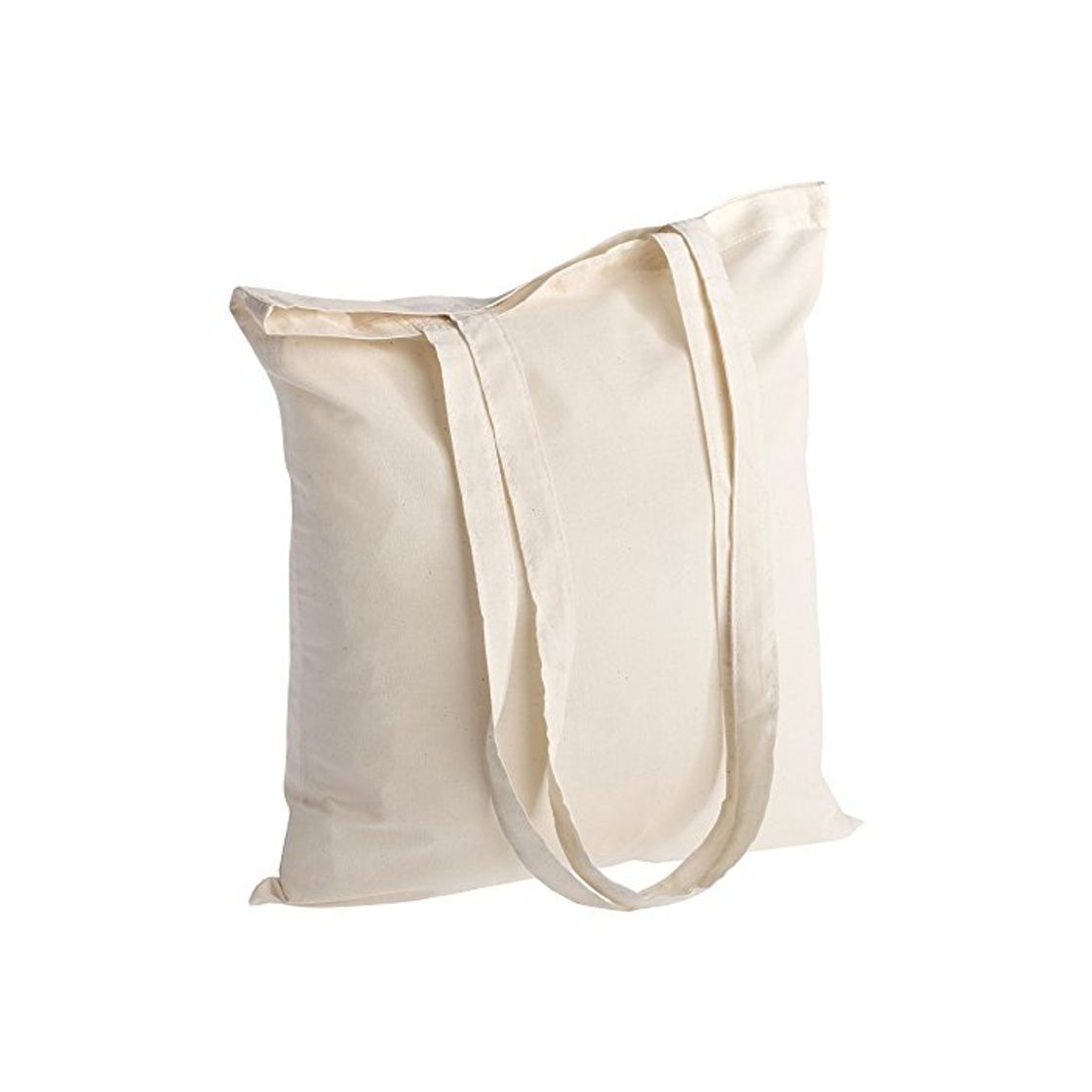 Fashion POLHIM-Bolsa Tela 100% Algodón Biodegradable,Lavable,Reutilizable-Asas Largas de 70cm.Para Ropa,Manualidades,Alimentos,Verduras,ir de Paseo y