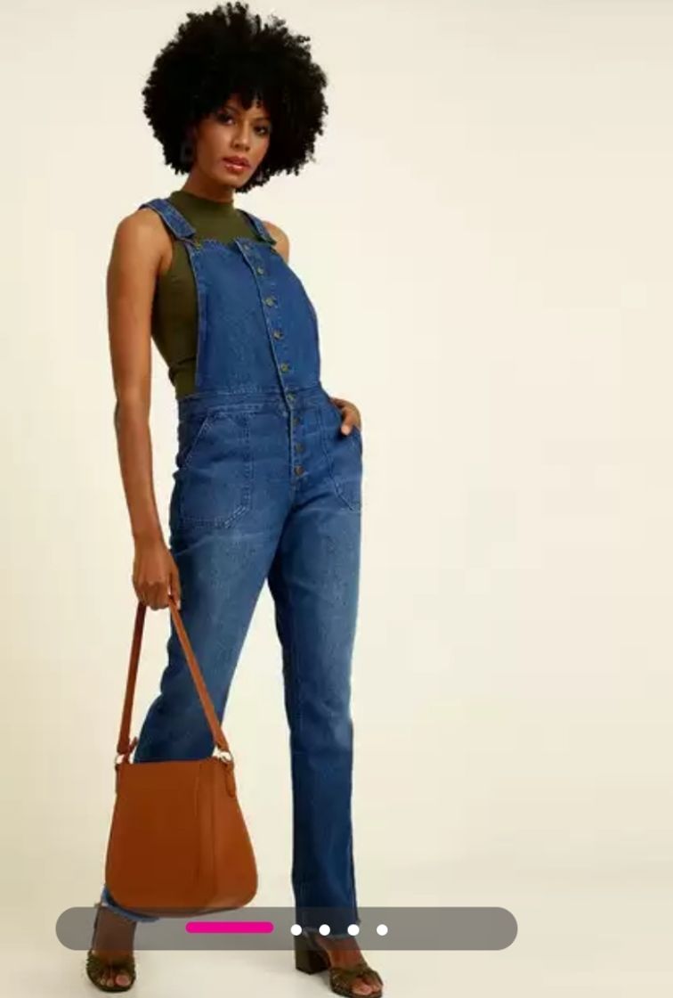 Moda Macacão Feminino Jeans Bolsos Marisa