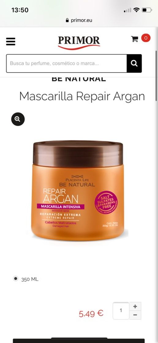 Productos Mascarilla Repair Argan Be Natural 