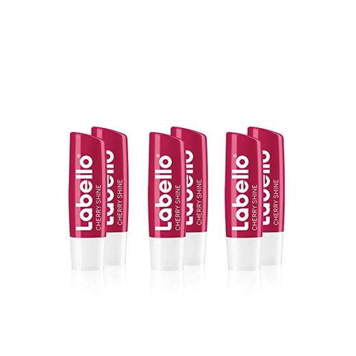 Labello Cherry Shine, Bálsamo Labial con Sabor a Cereza, pack de 6