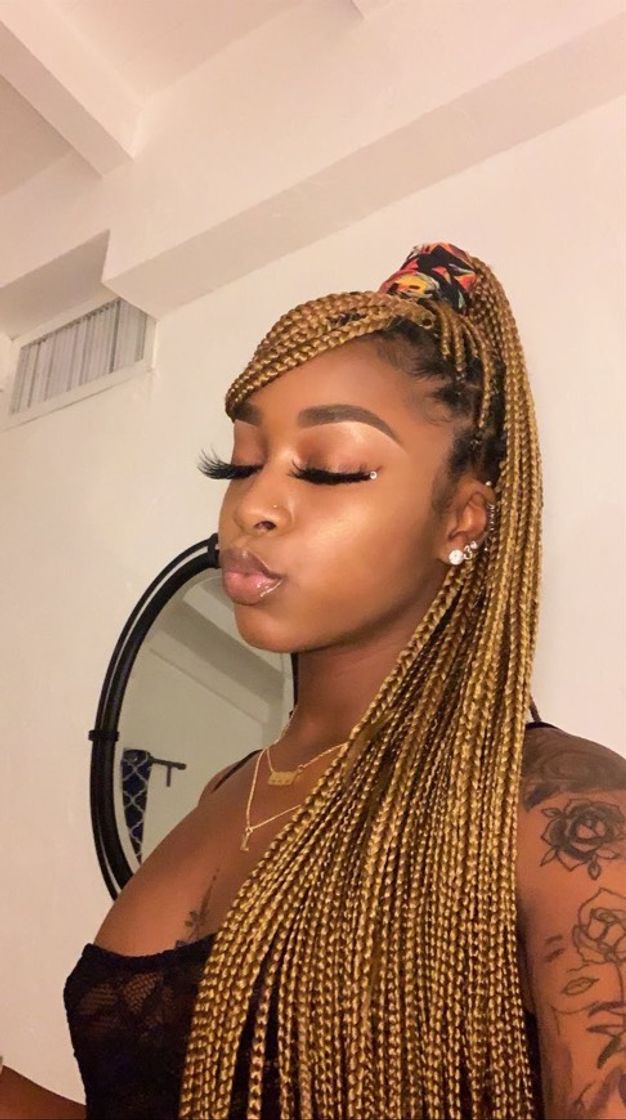 Fashion Penteado para usar com tranças box braids 