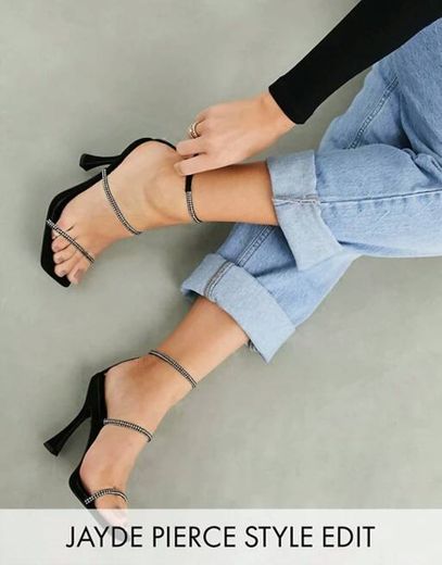 Negotiate barely there diamante high-heeled sandals in black