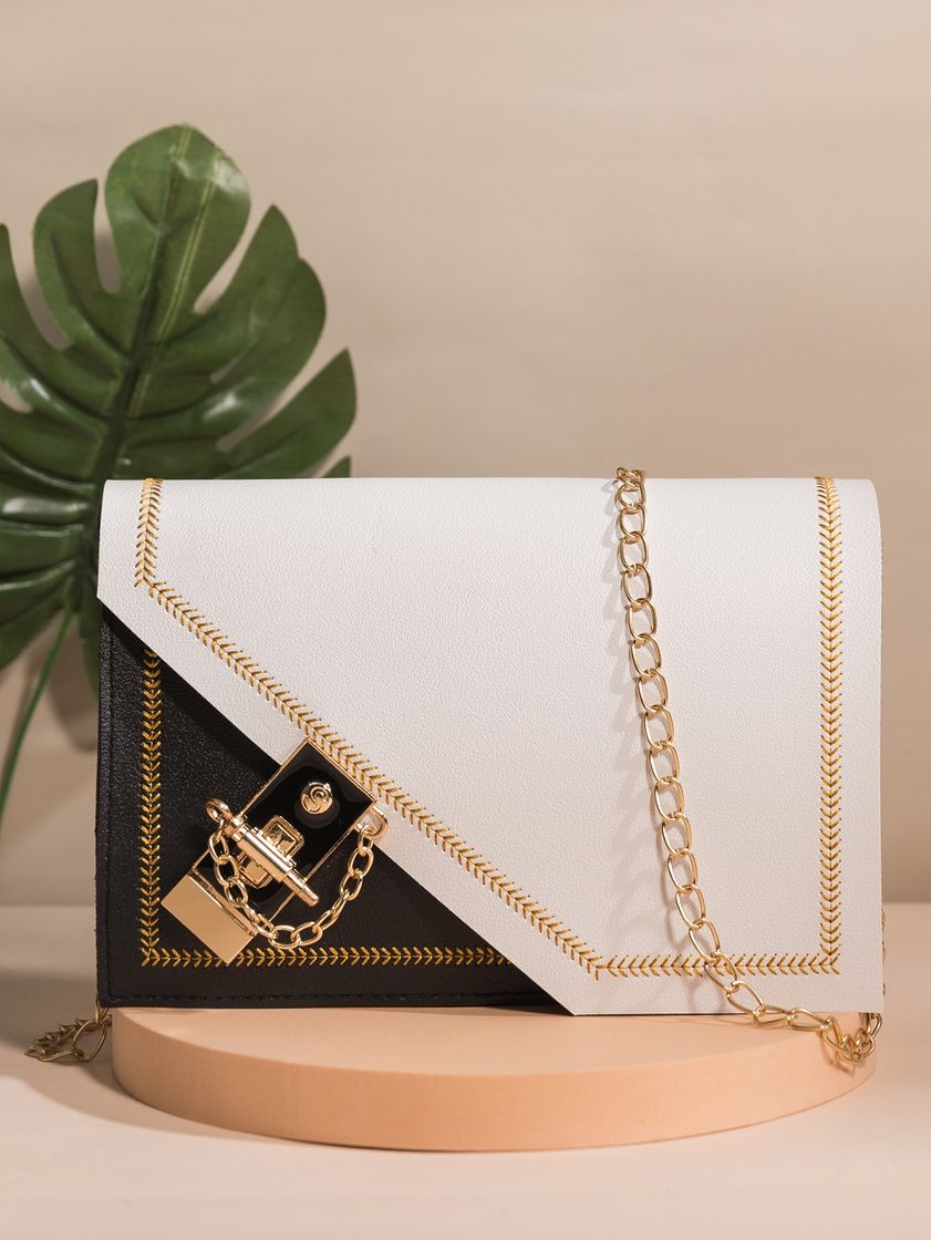 Social Bolsas quadradas com abas de dois tons