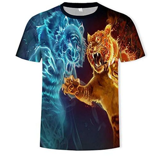 T-Shirt 3D unissex folgado Casual Manga Curta macacão de Gola Redonda Tops