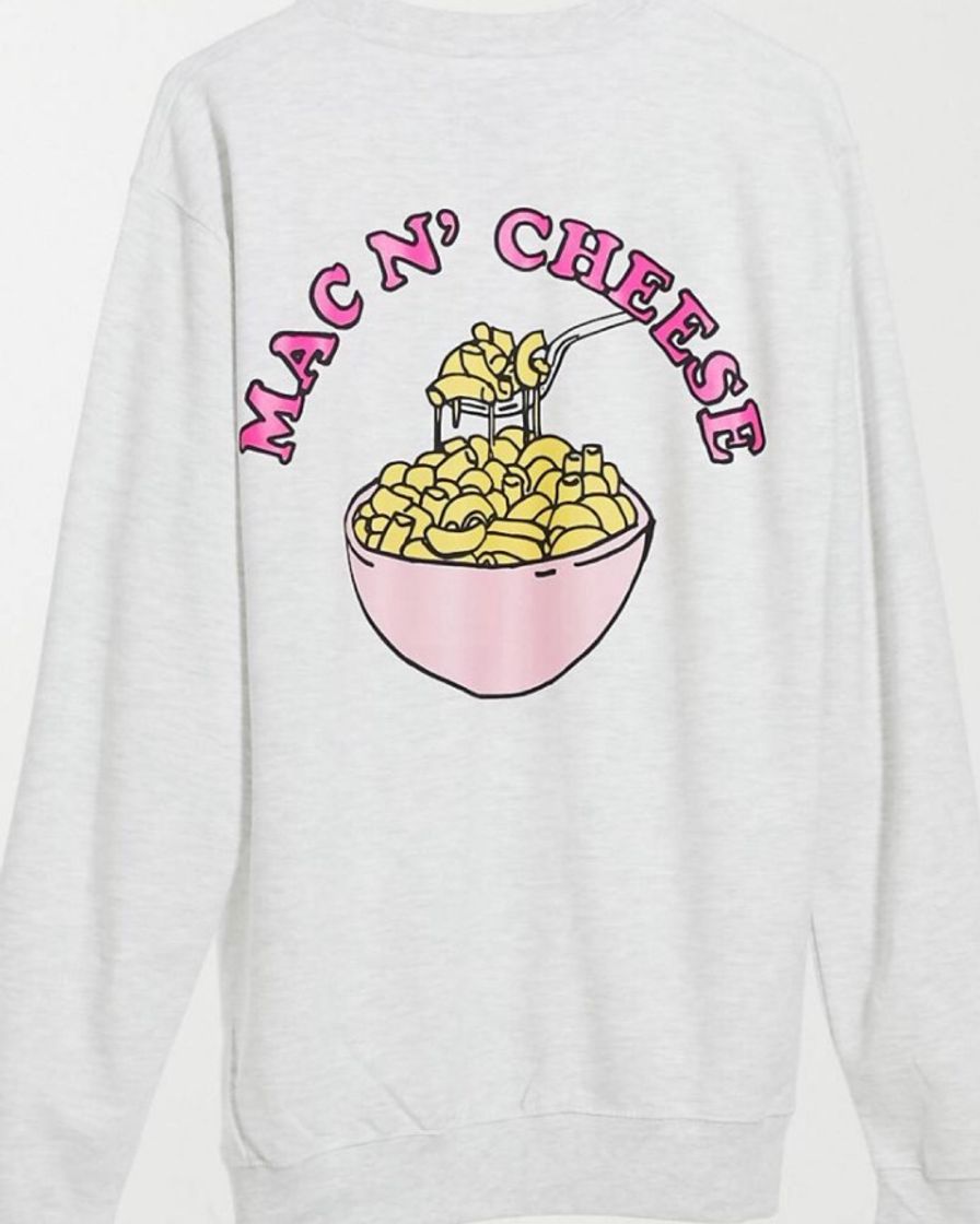 Fashion Sudadera gris oversize con estampado ‘Mac and cheese’ 🧀💖