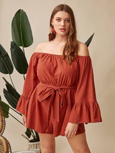 SHEIN plus size macaquinho com cinto