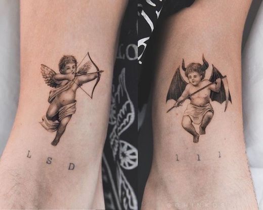 angel & devil tattoo.