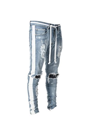 2020 Jeans Pant Men White Impreso Hip Hop Slim Fit Denim Pencil