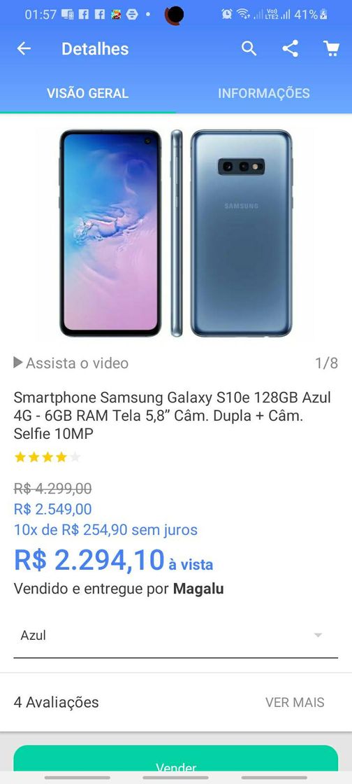 Producto Samsung Galaxy S10e 128GB Dual SIM Prism Black Otra Versión Europea