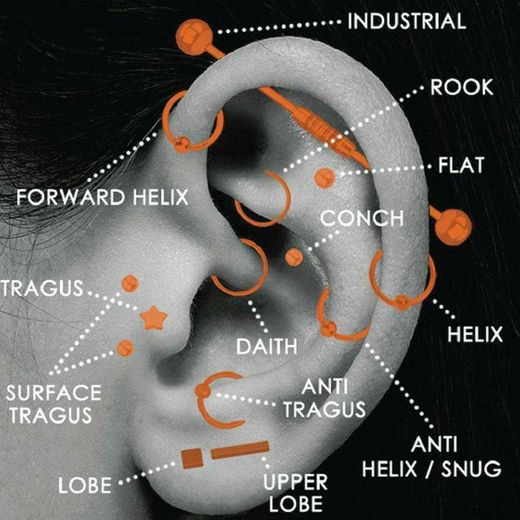 Piercings na orelha: nomes