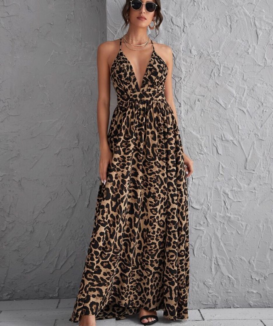 Moda Vestido Boho Estampa Leopardo