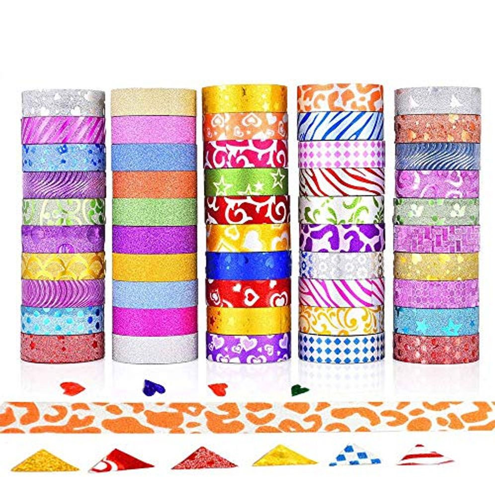 Product GCOA 50 Rollos Washi Tape Cinta Adhesiva Washi Glitter Adhesivo de Cinta