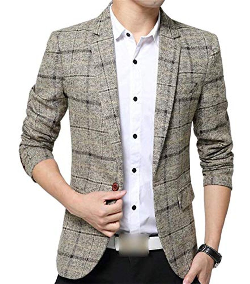 Fashion Blazer A Cuadros De Los Hombres Blazer Fiesta 1 Botón Ajustada Chaqueta De Los Chalecos De La Chaqueta De Los Hombres De Negocios Básicos De La Solapa De Los Hombres Ocasionales De Los Elegantes