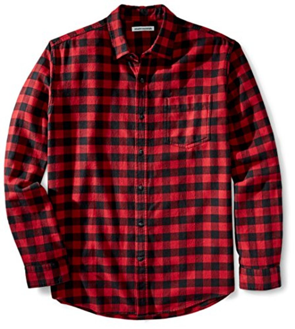 Social Amazon Essentials - Camisa de franela a cuadros de manga larga y