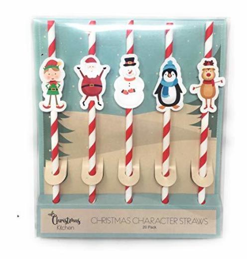 Pajitas de papel con diseño de personajes navideños