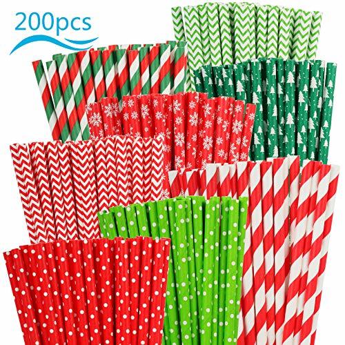 Home PATAZOK Pajitas de Papel para Fiestas 200PCS Paja Papel Biodegradabl Colores para